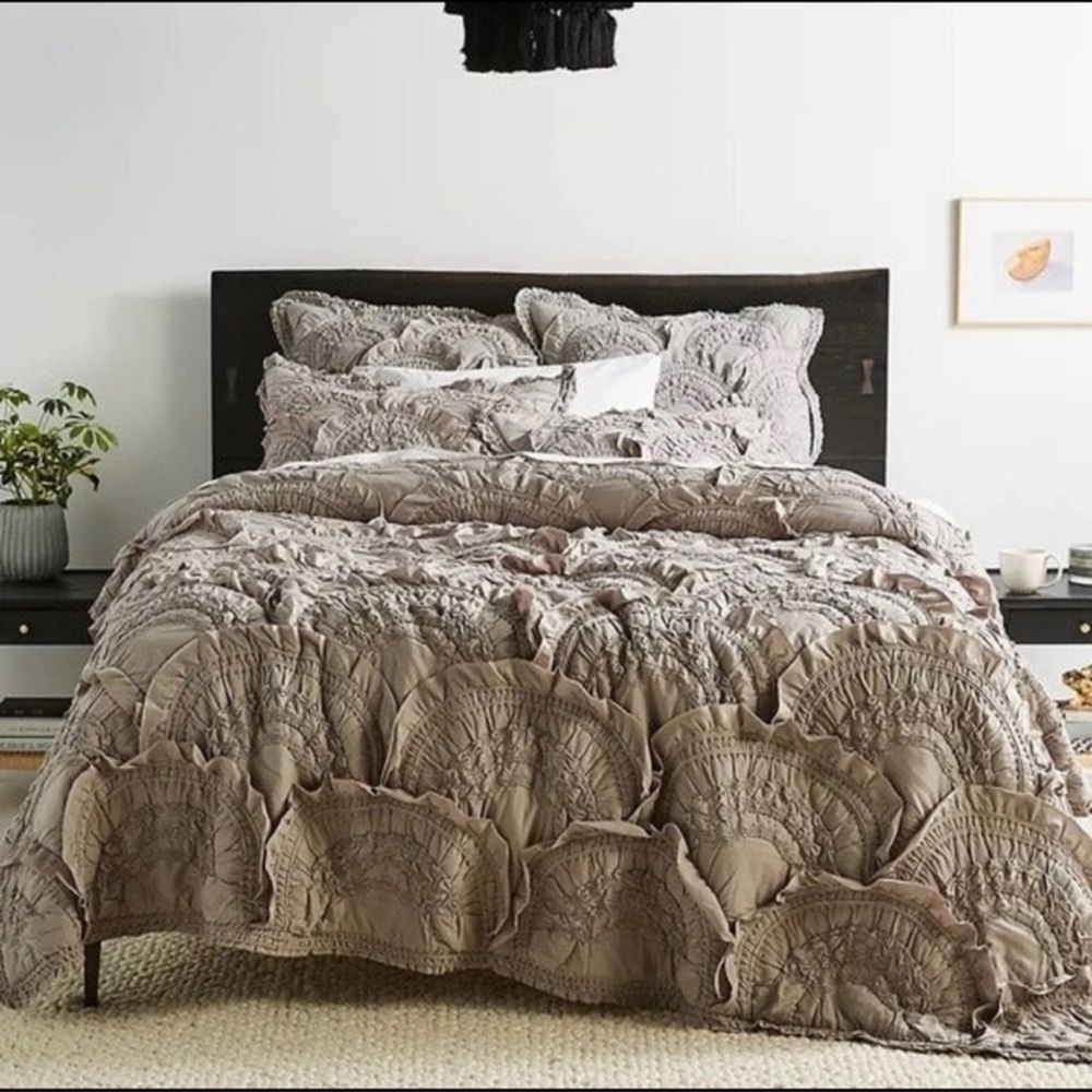 Anthropologie Duvet Grey Bedding